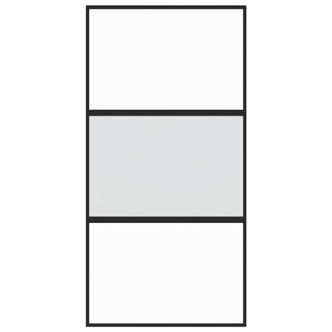 VidaXL Drzwi przesuwne, czarne, 102,5x205cm, szkło hartowane aluminium