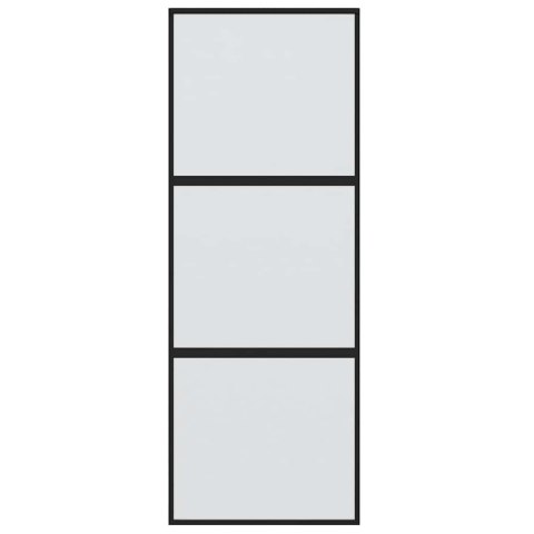 VidaXL Drzwi przesuwne, czarne, 76x205 cm, szkło hartowane, aluminium