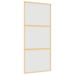 VidaXL Drzwi przesuwne, złote, 90x205 cm, mrożone szkło ESG, aluminium