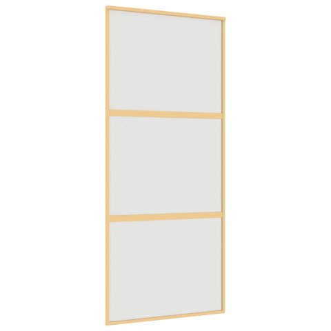 VidaXL Drzwi przesuwne, złote, 90x205 cm, mrożone szkło ESG, aluminium
