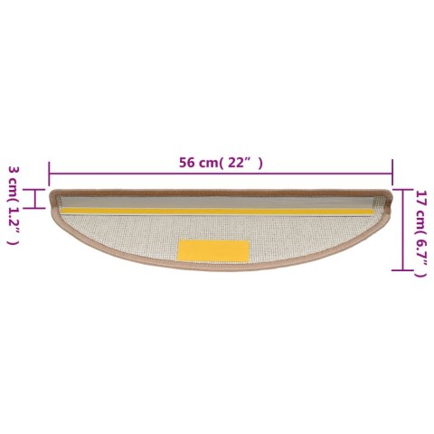 VidaXL Maty na schody 10 szt. 56x17x3 cm Jasnobrązowe półokrągłe
