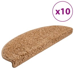 VidaXL Maty na schody 10 szt. 65x21x4 cm Beżowe półokrągłe duże