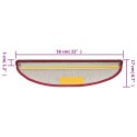 VidaXL Maty na schody 15 szt. 56x17x3 cm Czerwone Półokrągłe