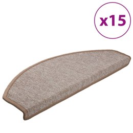 VidaXL Maty na schody 15 szt. 65x24x4 cm Jasnobrązowe, półokrągłe, duże