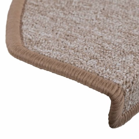 VidaXL Maty na schody 15 szt. 65x24x4 cm Jasnobrązowe, półokrągłe, duże