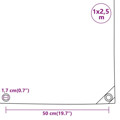 VidaXL Plandeka, biała, 1x2,5 m, 650 g/m²