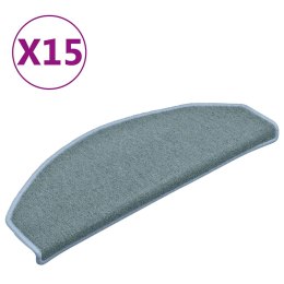 VidaXL Maty na schody 15 szt. 65x24x4 cm, niebieskie, półokrągłe, duże
