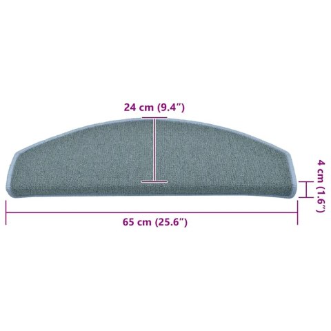 VidaXL Maty na schody 15 szt. 65x24x4 cm, niebieskie, półokrągłe, duże