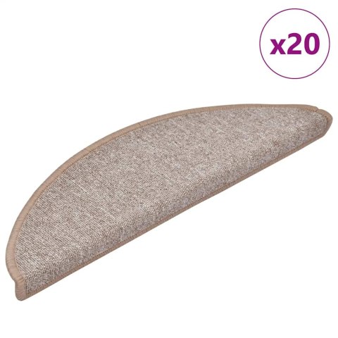 VidaXL Maty na schody 20 szt. 56x17x3 cm Jasnobrązowe półokrągłe