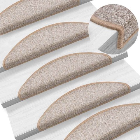 VidaXL Maty na schody 20 szt. 56x17x3 cm Jasnobrązowe półokrągłe