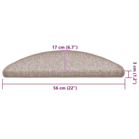 VidaXL Maty na schody 20 szt. 56x17x3 cm Jasnobrązowe półokrągłe
