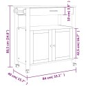 VidaXL Wózek kuchenny MONZA, 84x40x88,5 cm, lite drewno sosnowe