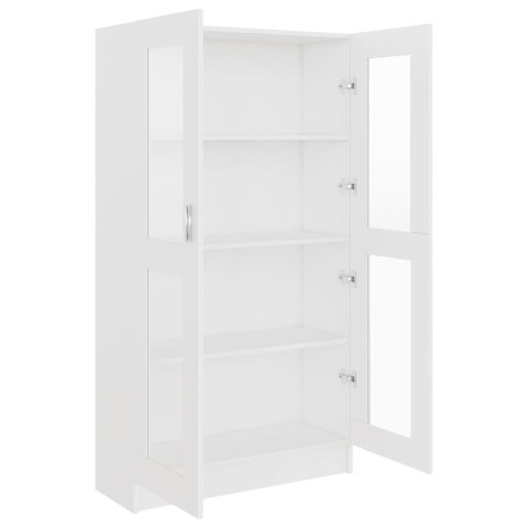 VidaXL Witryna, biała, 82,5x30,5x150 cm, materiał drewnopochodny