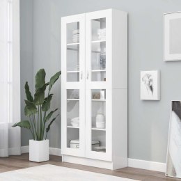VidaXL Witryna, biała, 82,5x30,5x185 cm, materiał drewnopochodny