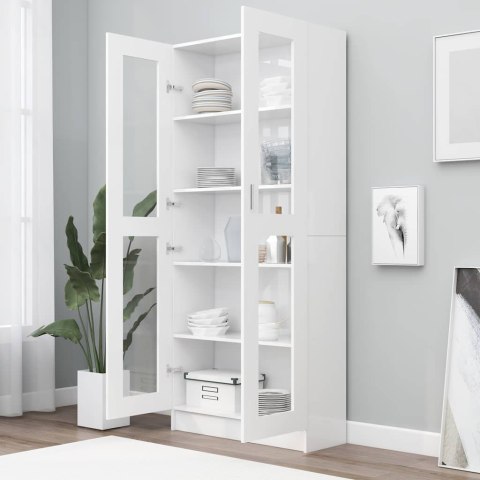 VidaXL Witryna, biała, 82,5x30,5x185 cm, materiał drewnopochodny