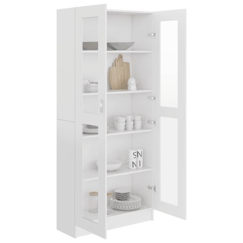 VidaXL Witryna, biała, 82,5x30,5x185 cm, materiał drewnopochodny