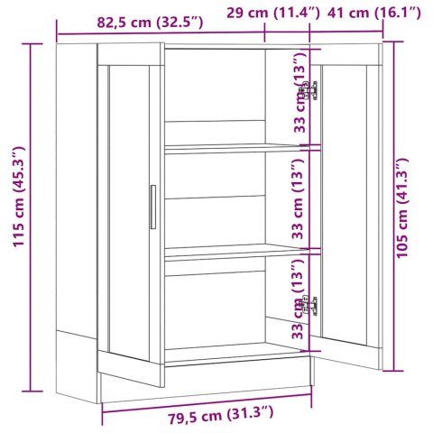 VidaXL Witryna, dąb sonoma, 82,5x30,5x115 cm, materiał drewnopochodny
