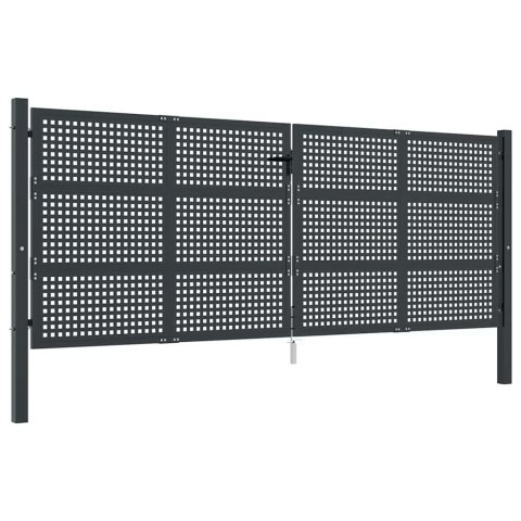 VidaXL Brama ogrodowa antracytowa 400x125 cm stalowa