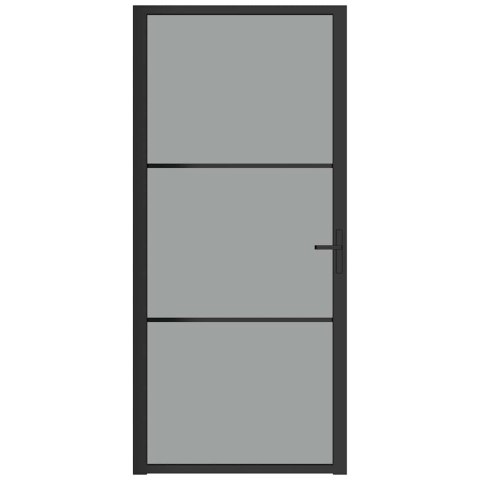 VidaXL Drzwi wewnętrzne, 93x201,5 cm, czarne, szkło ESG i aluminium