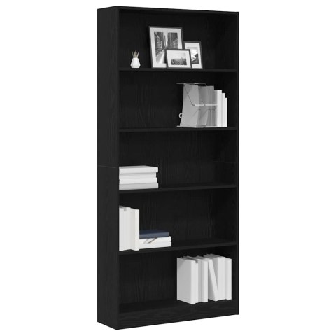 VidaXL Regał biblioteczny Czarny Dąb 80x24x176 cm Drewno klejone