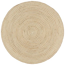 VidaXL Dywanik ręcznie wykonany z juty, spiralny wzór, biały, 150 cm