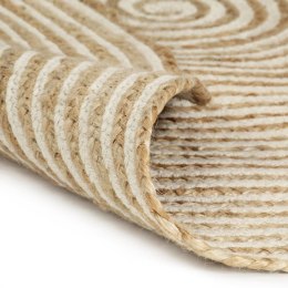 VidaXL Dywanik ręcznie wykonany z juty, spiralny wzór, biały, 150 cm