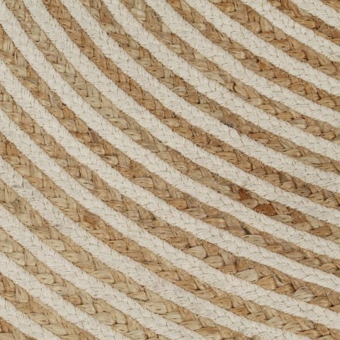 VidaXL Dywanik ręcznie wykonany z juty, spiralny wzór, biały, 150 cm