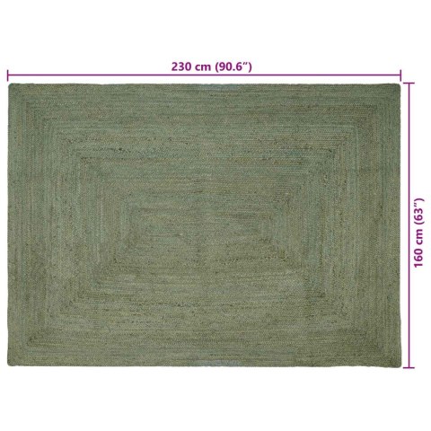 VidaXL Dywany pokojowe Prostokątny Oliwkowy zielony 160 x 230 cm Juta