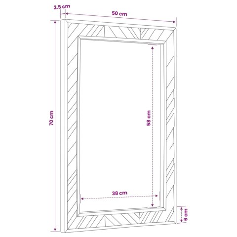 VidaXL Lustro Montowane na ścianie Brązowy 70 x 50 x 3 cm Szkło