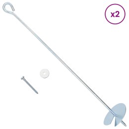 VidaXL Kotwa ziemna 2 pcs srebrny Ø10 x 60 cm Galwanizowany metal