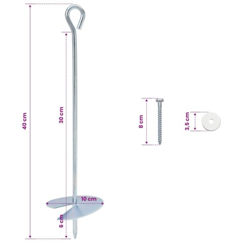 VidaXL Kotwa ziemna 4 pcs srebrny Ø10 x 40 cm Galwanizowany metal
