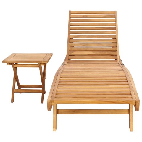 VidaXL Leżak 2 pcs brązowy Lite drewno teakowe