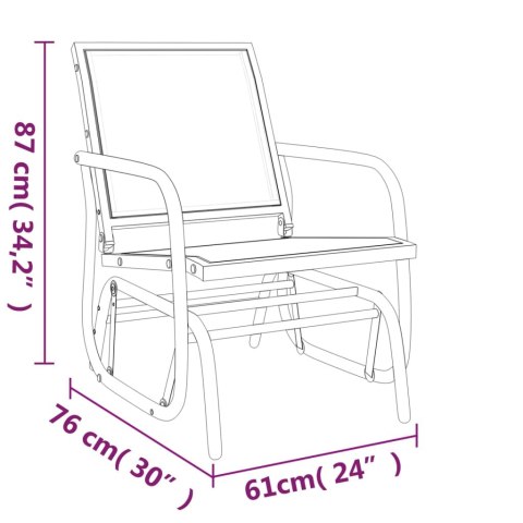 VidaXL Ogrodowy fotel bujany, czarny, 61x76x87 cm, textilene i stal
