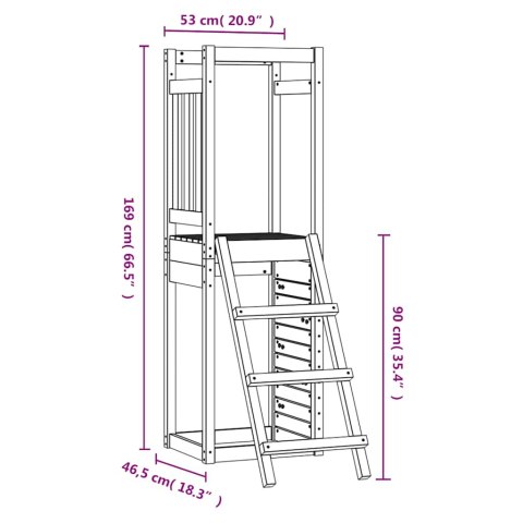 VidaXL Plac zabaw do ogrodu, 53x46,5x169 cm, lite drewno sosnowe
