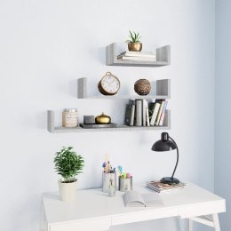 VidaXL Półki ścienne, 3 szt, szary dąb sonoma, materiał drewnopochodny