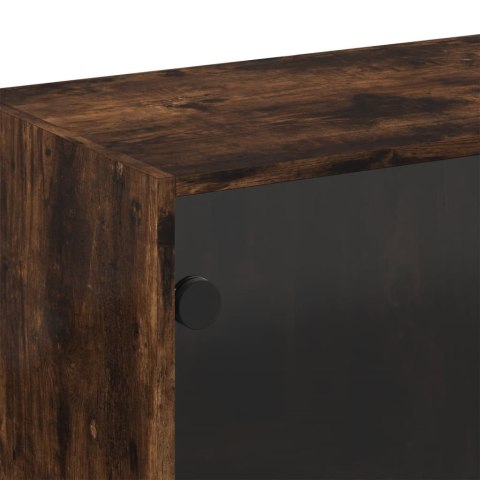 VidaXL Szafka wisząca, szklane drzwi, przydymiony dąb, 68x37x68,5 cm