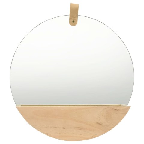 VidaXL Lustro ścienne z półką z litego drewna sosnowego, 35 cm