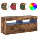 VidaXL Szafka pod TV z oświetleniem LED, przydymiony dąb, 90x35x40 cm