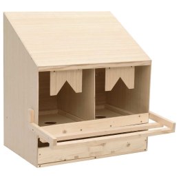 VidaXL Gniazdo dla kur, 2 przegrody, 63x40x65 cm, lite drewno sosnowe