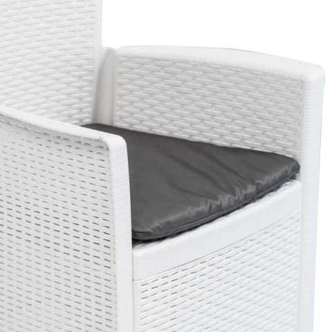 VidaXL Krzesła ogrodowe z poduszkami, 2 szt., białe, plastikowe