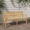 VidaXL Ławka Batavia z beżową poduszką, 150 cm, lite drewno tekowe