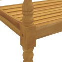 VidaXL Ławka Batavia z beżową poduszką, 150 cm, lite drewno tekowe