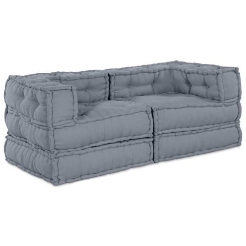 MODULARNA JEDNOSTKA SOFY 2 SZT. TKANINA SZARY 140 X 70 X 56 CM