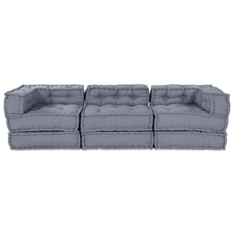 VidaXL Modularna jednostka sofy 3 pcs Szary tkanina