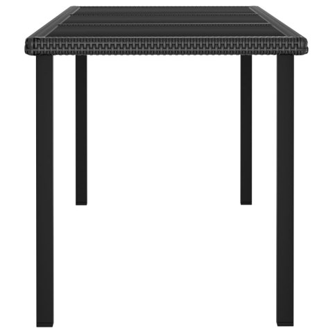 VidaXL Stół ogrodowy, jadalniany, czarny, 180x70x73 cm, rattan PE