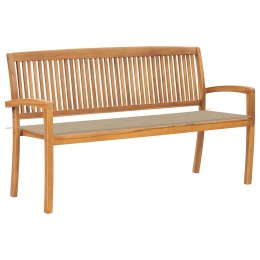 VidaXL Sztaplowana ławka ogrodowa z poduszką, 159 cm, drewno tekowe