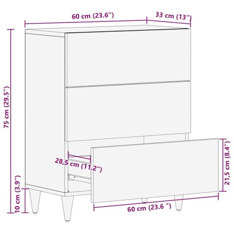 BUFET CZARNY 60X33X75CM DREWNO Z MANGO