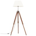 VidaXL Lampa podłogowa na trójnogu, brązowo-biała, tek, 141 cm
