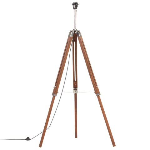 VidaXL Lampa podłogowa na trójnogu, brązowo-biała, tek, 141 cm