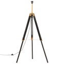 VidaXL Lampa podłogowa na trójnogu, czarno-złota, drewno, 141 cm